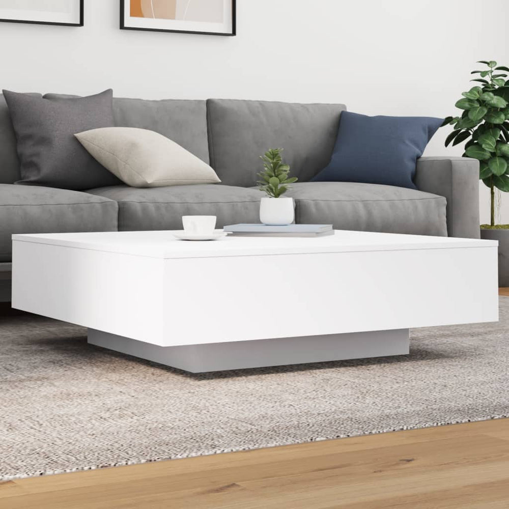 Couchtisch Weiß mit LED 100x100 cm