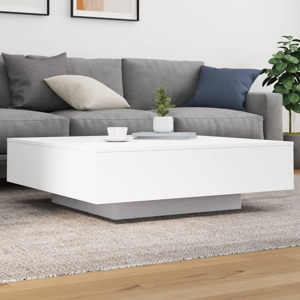 Couchtisch Weiß mit LED 100x100 cm