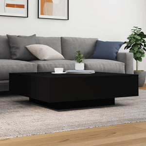 Schwarzer Couchtisch mit LED-Leuchten 100x100 cm