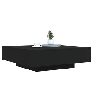 Schwarzer Couchtisch mit LED-Leuchten 100x100 cm