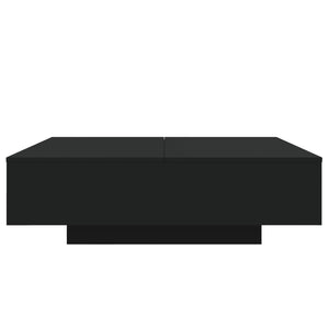 Schwarzer Couchtisch mit LED-Leuchten 100x100 cm