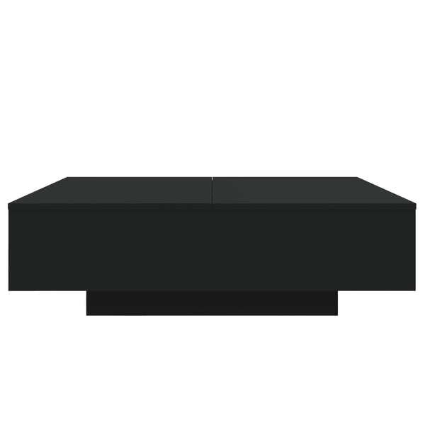 Schwarzer Couchtisch mit LED-Leuchten 100x100 cm