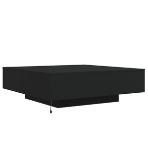 Schwarzer Couchtisch mit LED-Leuchten 100x100 cm