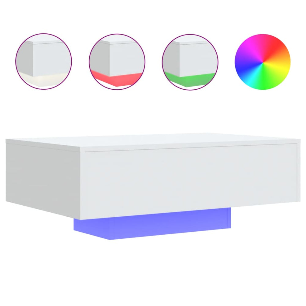 LED Couchtisch Weiß 85x55 cm