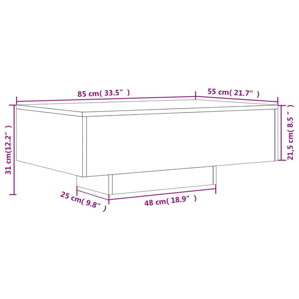 LED Couchtisch Weiß 85x55 cm
