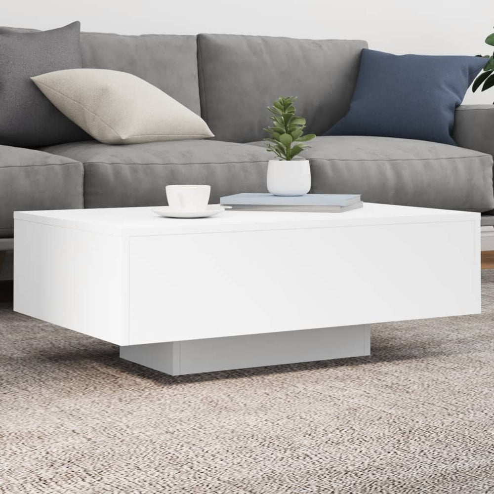 LED Couchtisch Weiß 85x55 cm