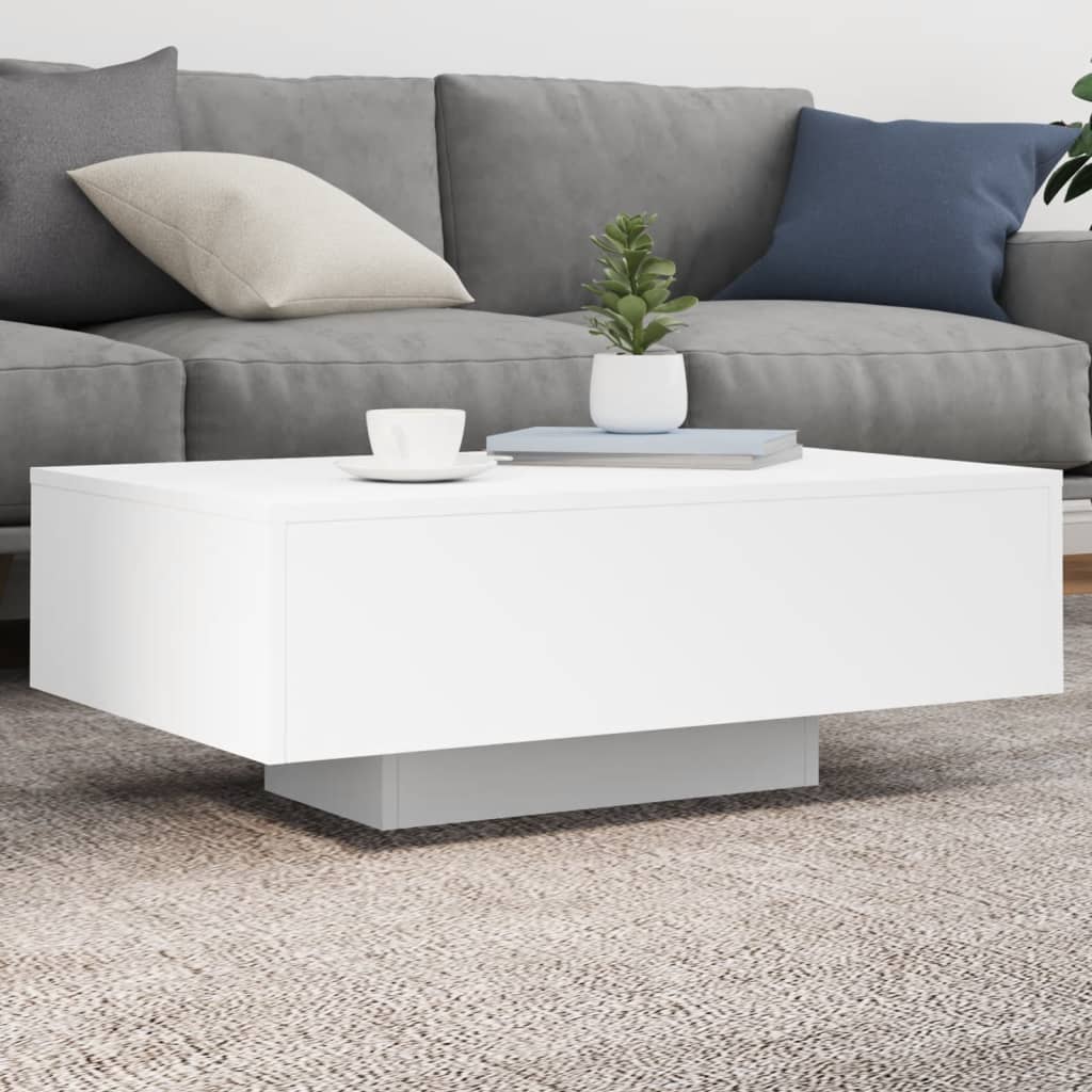 LED Couchtisch Weiß 85x55 cm
