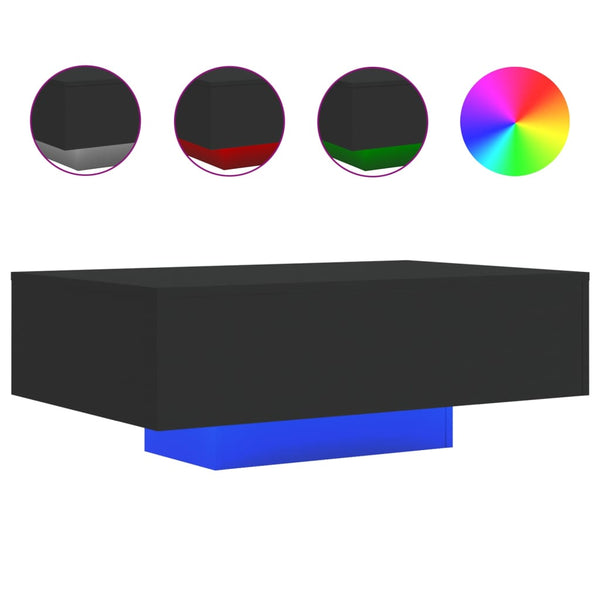 Couchtisch mit LED Schwarz 85x55 cm