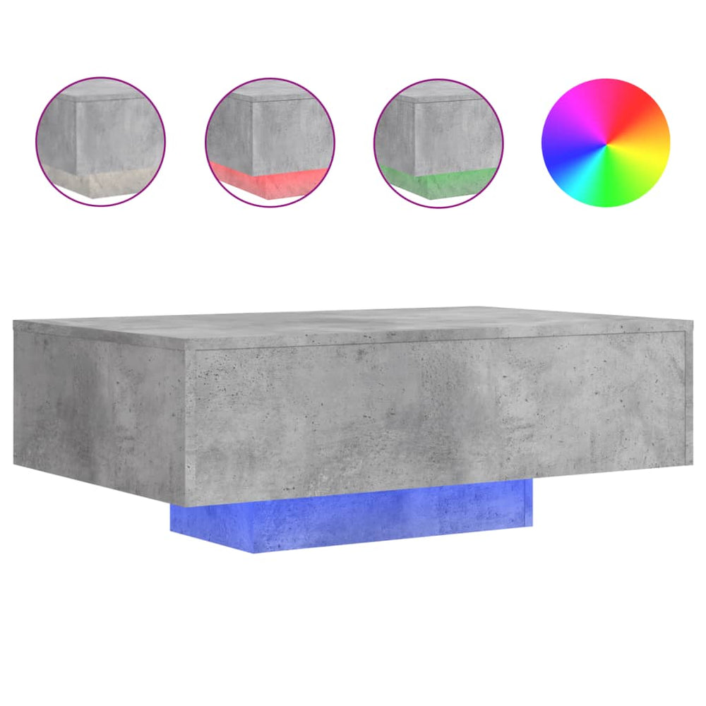 LED Couchtisch Betongrau 85x55 cm