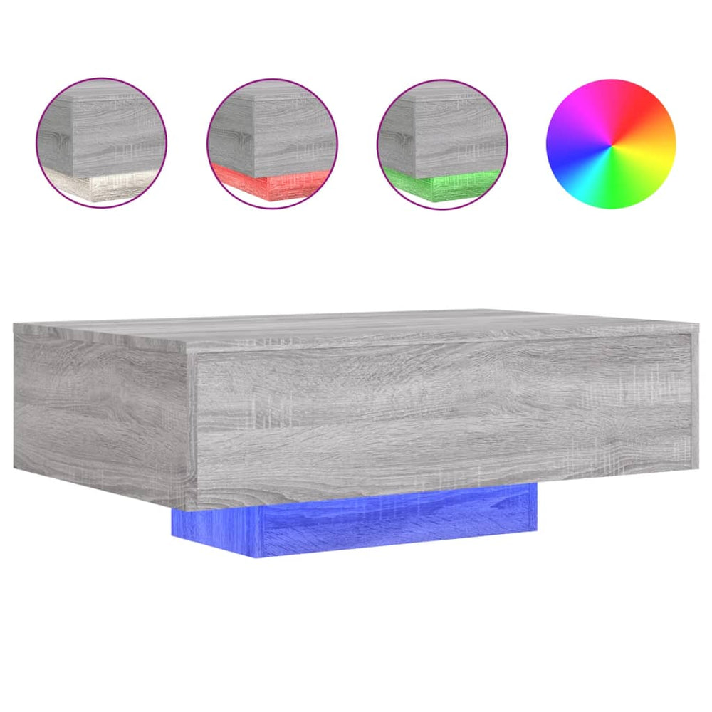 LED Couchtisch Grau Sonoma 85x55 cm