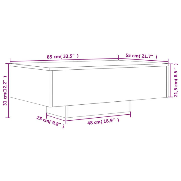 LED Couchtisch Grau Sonoma 85x55 cm