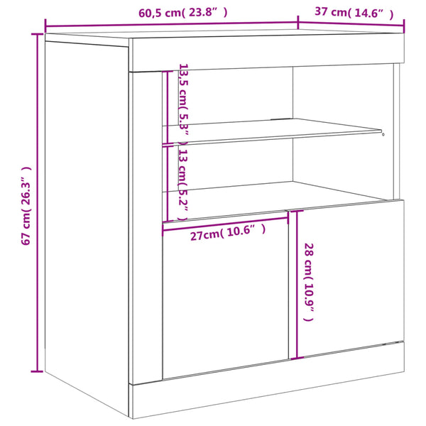 Sideboard mit LED Betongrau 60,5 cm