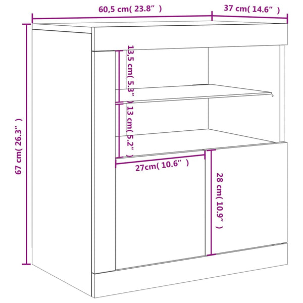Graues Sideboard mit LED-Leuchten