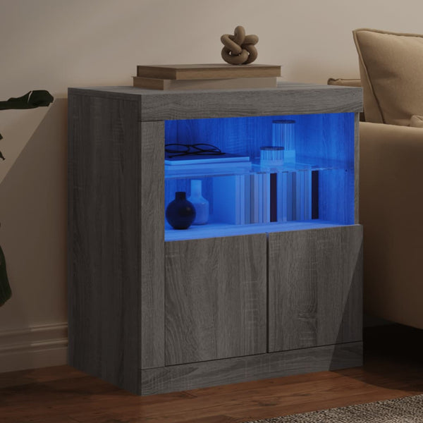 Graues Sideboard mit LED-Leuchten