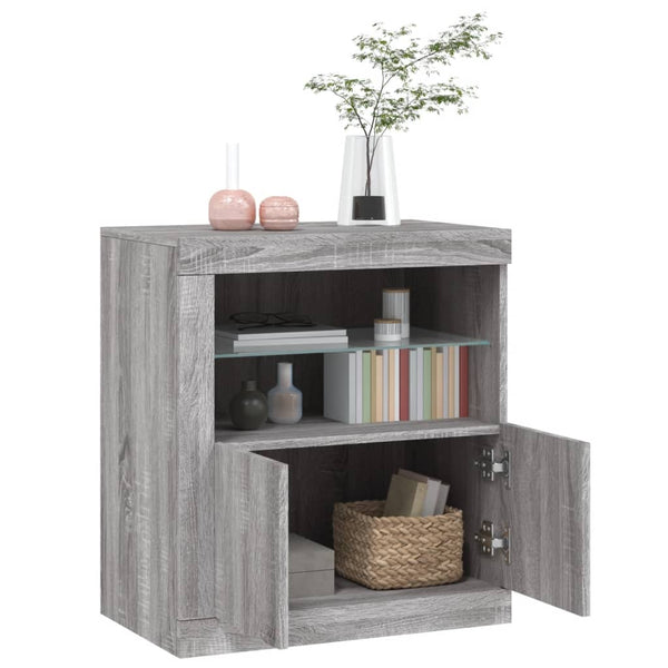 Graues Sideboard mit LED-Leuchten
