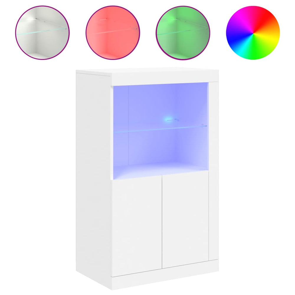 Beistellschrank Weiß mit LED-Leuchten