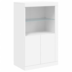 Beistellschrank Weiß mit LED-Leuchten