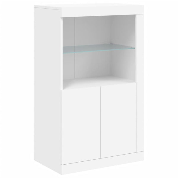 Beistellschrank Weiß mit LED-Leuchten
