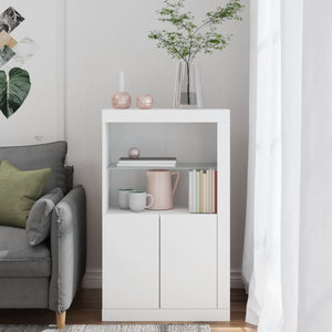 Beistellschrank Weiß mit LED-Leuchten
