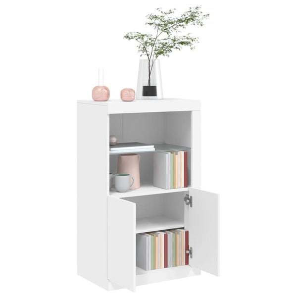 Beistellschrank Weiß mit LED-Leuchten