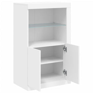Beistellschrank Weiß mit LED-Leuchten