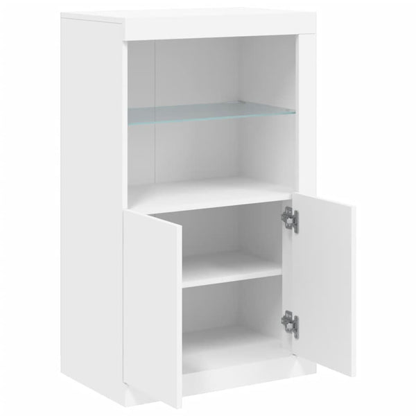 Beistellschrank Weiß mit LED-Leuchten