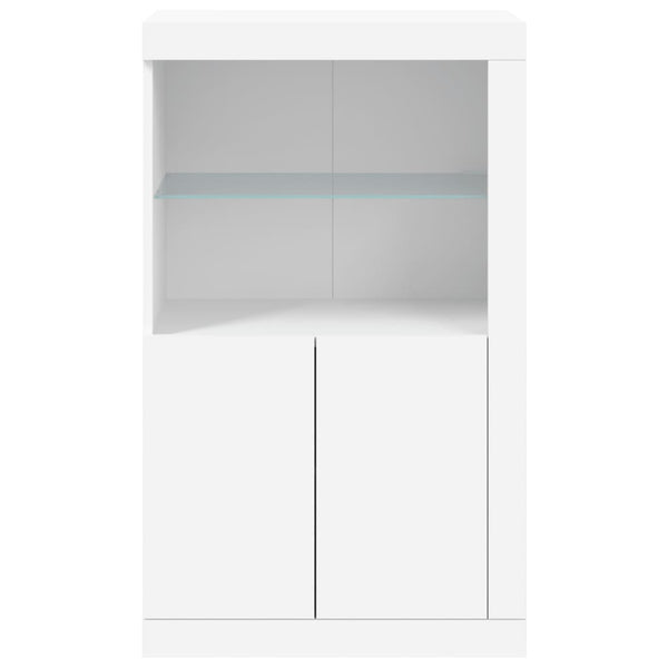 Beistellschrank Weiß mit LED-Leuchten