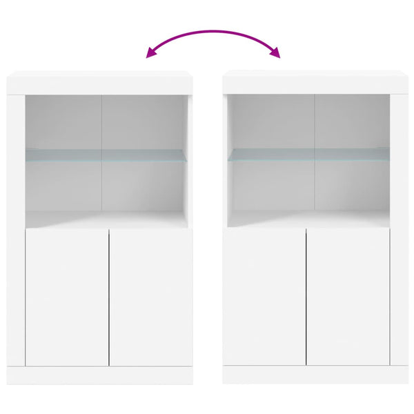 Beistellschrank Weiß mit LED-Leuchten