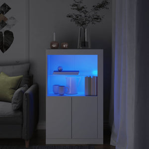Beistellschrank Weiß mit LED-Leuchten