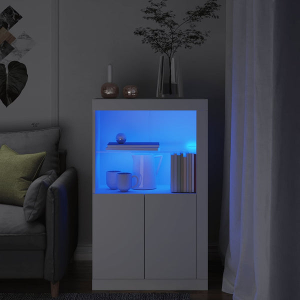 Beistellschrank Weiß mit LED-Leuchten