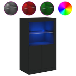 Schwarzer Beistellschrank mit LED-Leuchten