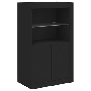 Schwarzer Beistellschrank mit LED-Leuchten