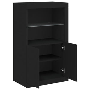Schwarzer Beistellschrank mit LED-Leuchten