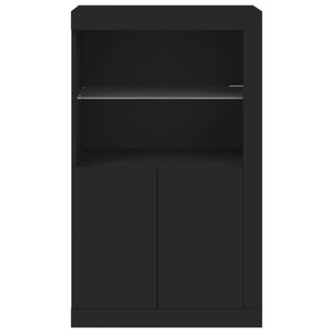 Schwarzer Beistellschrank mit LED-Leuchten