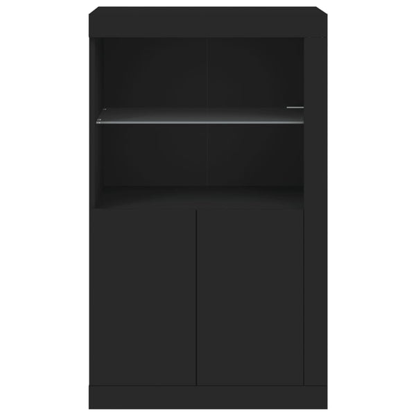 Schwarzer Beistellschrank mit LED-Leuchten