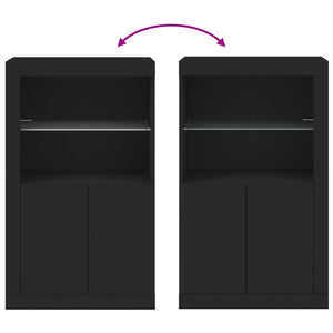 Schwarzer Beistellschrank mit LED-Leuchten