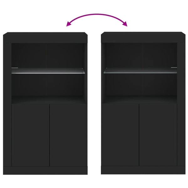 Schwarzer Beistellschrank mit LED-Leuchten