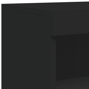 Schwarzer Beistellschrank mit LED-Leuchten