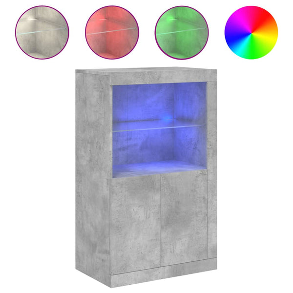 Beistellschrank mit LED Betongrau