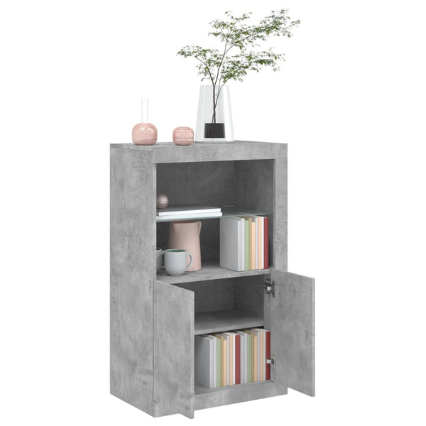Beistellschrank mit LED Betongrau