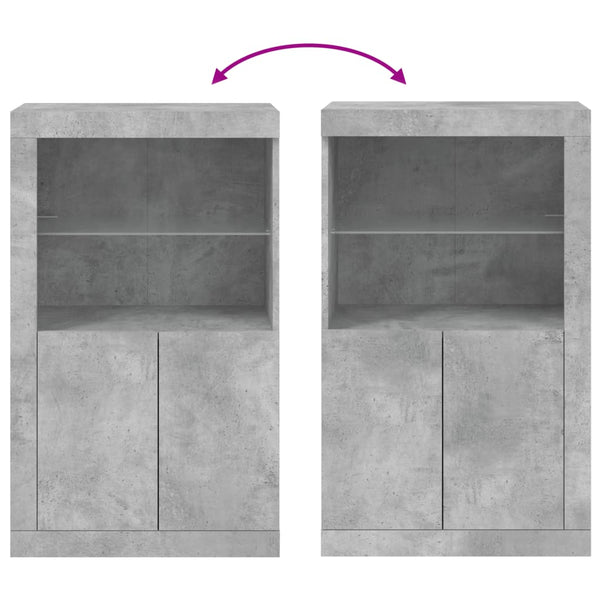 Beistellschrank mit LED Betongrau