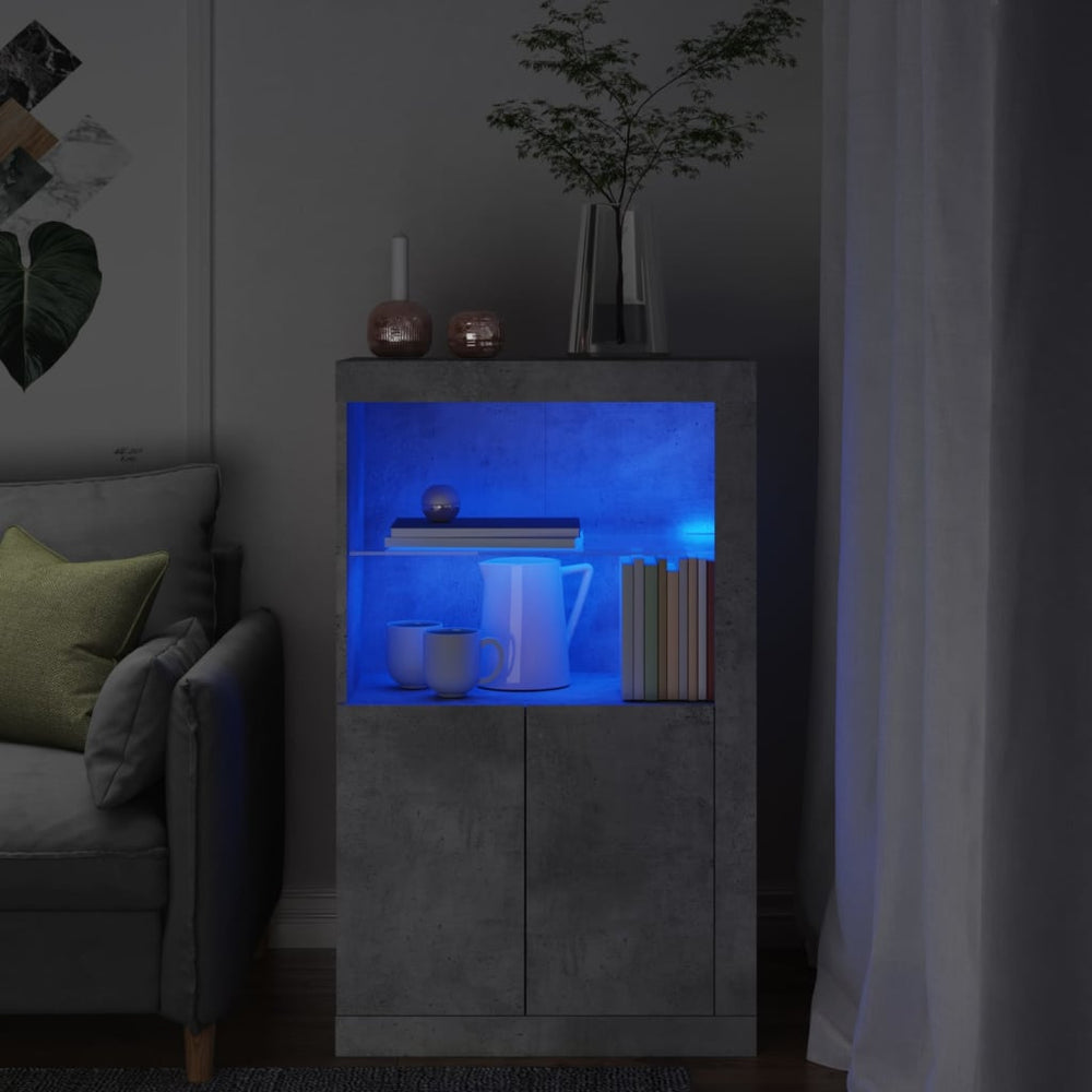 Beistellschrank mit LED Betongrau