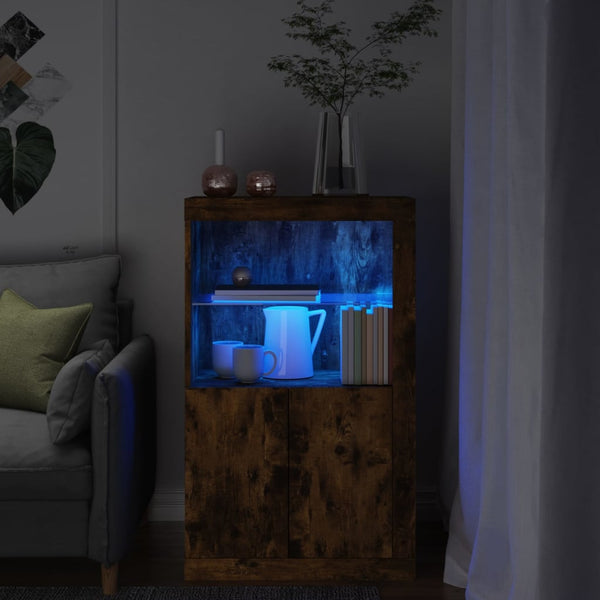 Beistellschrank Räuchereiche mit LED