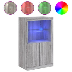 Beistellschrank Grau mit LED-Leuchten
