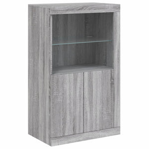 Beistellschrank Grau mit LED-Leuchten