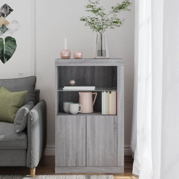 Beistellschrank Grau mit LED-Leuchten