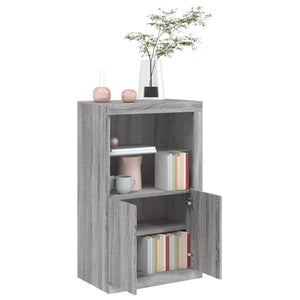 Beistellschrank Grau mit LED-Leuchten