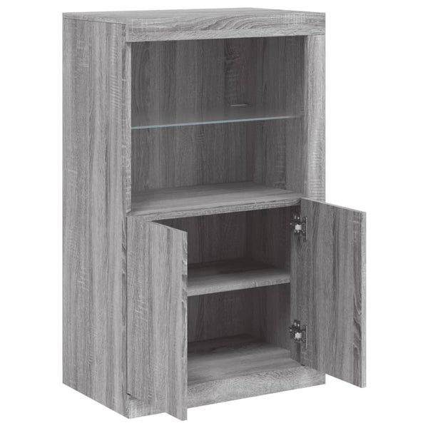 Beistellschrank Grau mit LED-Leuchten