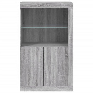 Beistellschrank Grau mit LED-Leuchten