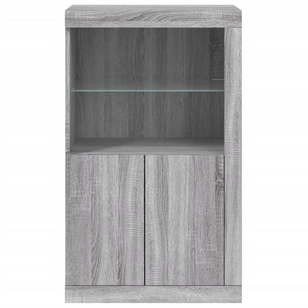 Beistellschrank Grau mit LED-Leuchten